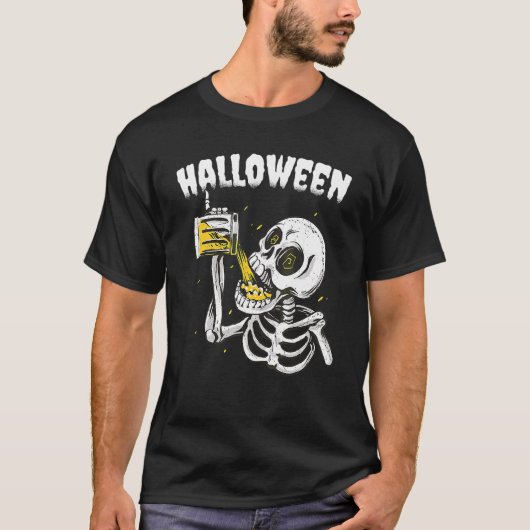 Halloween Skelet Drank Skelet T-shirt (Voorkant)