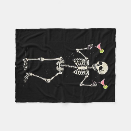 Halloween Skelet Drink Cosmopolitan Tail Fleece Deken (Voorkant (Horizontaal))