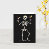 Halloween Skelet Drink Cosmopolitan Tail Kaart (Gele Bloem)