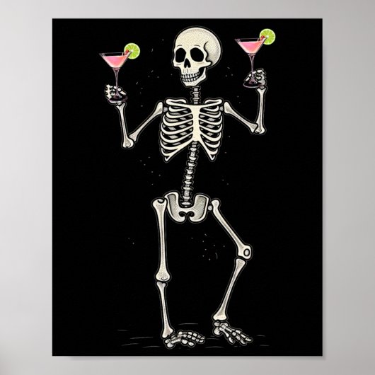 Halloween Skelet Drink Cosmopolitan Tail Poster (Voorkant)
