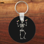 Halloween Skelet Drink Cosmopolitan Tail Sleutelhanger (Voorkant)