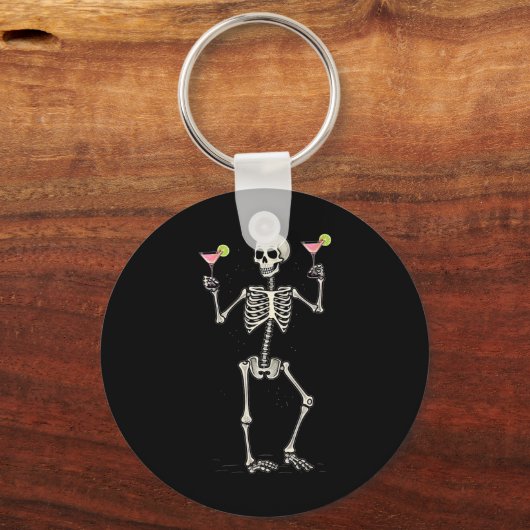 Halloween Skelet Drink Cosmopolitan Tail Sleutelhanger (Voorkant)