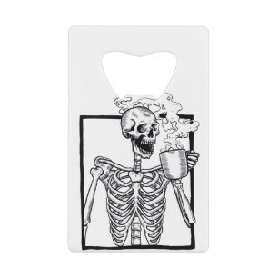 halloween skelet drink koffie grappig creditkaart flessenopener