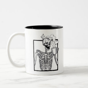 halloween skelet drink koffie grappig tweekleurige koffiemok