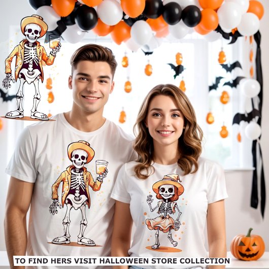Halloween skelet drink koning t-shirt