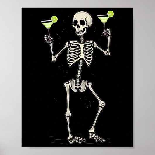 Halloween Skelet Drink Margarita Tail Poster (Voorkant)