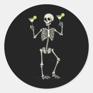 Halloween Skelet Drink Margarita Tail Ronde Sticker