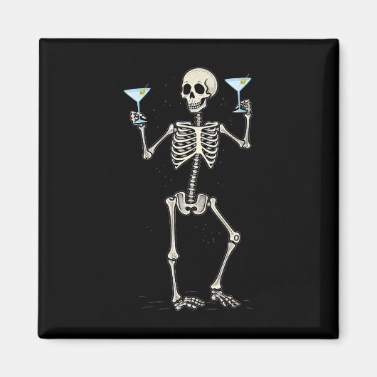 Halloween Skelet Drink Martini Tail Magneet (Voorkant)