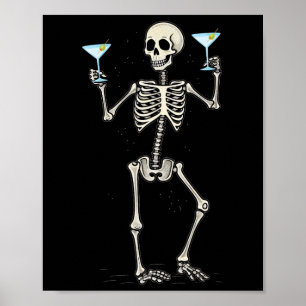 Halloween Skelet Drink Martini Tail Poster