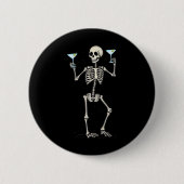Halloween Skelet Drink Martini Tail Ronde Button 5,7 Cm (Voorkant)