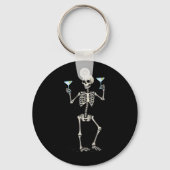 Halloween Skelet Drink Martini Tail Sleutelhanger (Voorkant)