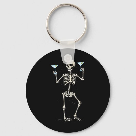 Halloween Skelet Drink Martini Tail Sleutelhanger (Voorkant)