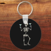 Halloween Skelet Drink Martini Tail Sleutelhanger (Voorkant)