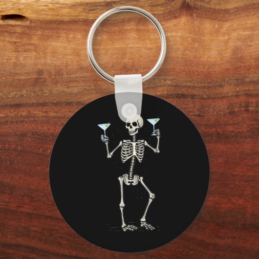 Halloween Skelet Drink Martini Tail Sleutelhanger (Voorkant)