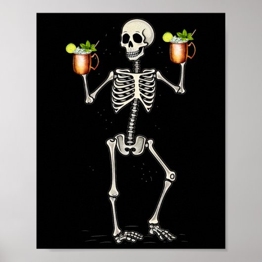 Halloween Skelet Drink Moscow Mule Tail Poster (Voorkant)