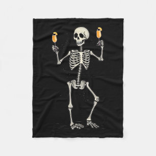 Halloween Skelet Drink Peach Bellini Tail Fleece Deken