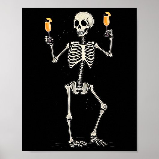 Halloween Skelet Drink Peach Bellini Tail Poster (Voorkant)