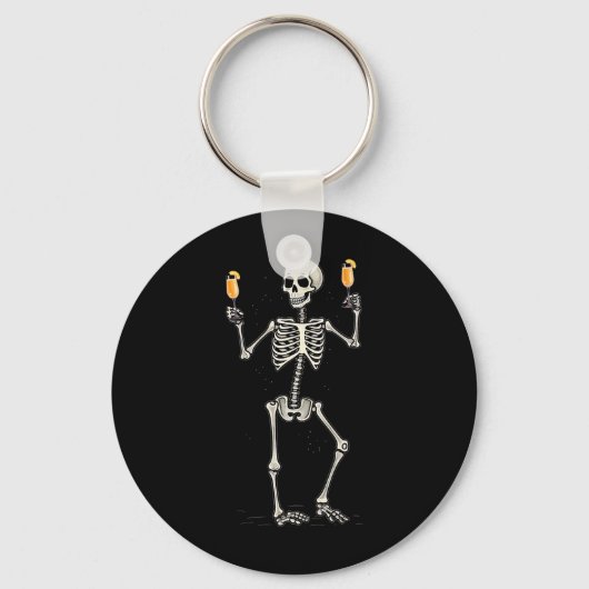 Halloween Skelet Drink Peach Bellini Tail Sleutelhanger (Voorkant)