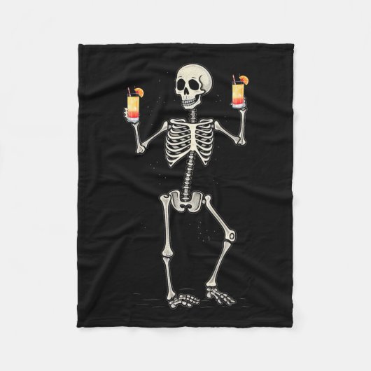 Halloween Skelet Drink Tequila Sunrise Tail Fleece Deken (Voorkant)