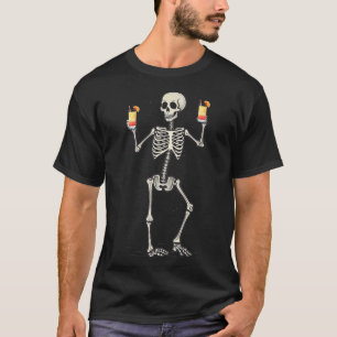Halloween Skelet Drink Tequila Sunrise Tail T-shirt