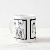 halloween skelet drink wijnschedel koffiemok (Voorkant links)