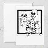 halloween skelet drinkend wijn schedel grappig kaart (Voorkant / Achterkant)