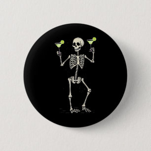 Halloween Skelet Drinkt Margaritastaart Ronde Button 5,7 Cm