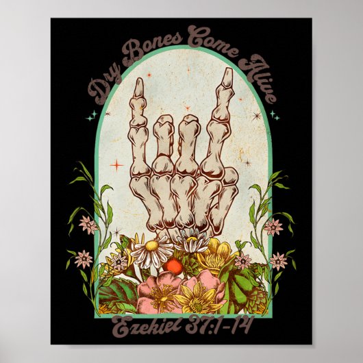 Halloween Skelet Droge Botten komen tot leven Bijb Poster (Voorkant)