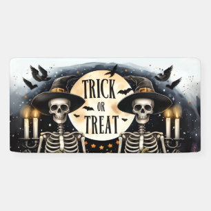 Halloween Skelet Duo Feestbanner Spandoek
