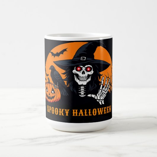 Halloween-skelet en Jack O Lantern-scène 🎃 Koffiemok (Center)