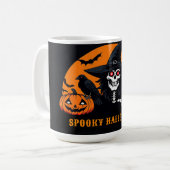 Halloween-skelet en Jack O Lantern-scène 🎃 Koffiemok (Voorkant links)