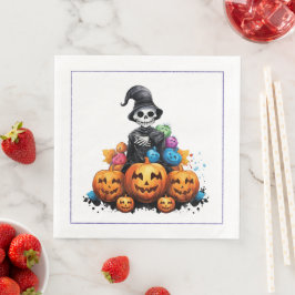 Halloween Skelet en Pompoen Diner Servet