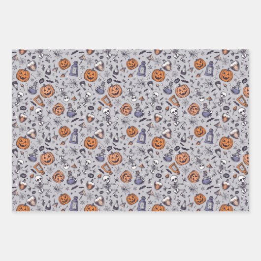 Halloween Skelet en Potions Patroon Inpakpapier Vel (Voorkant 3)