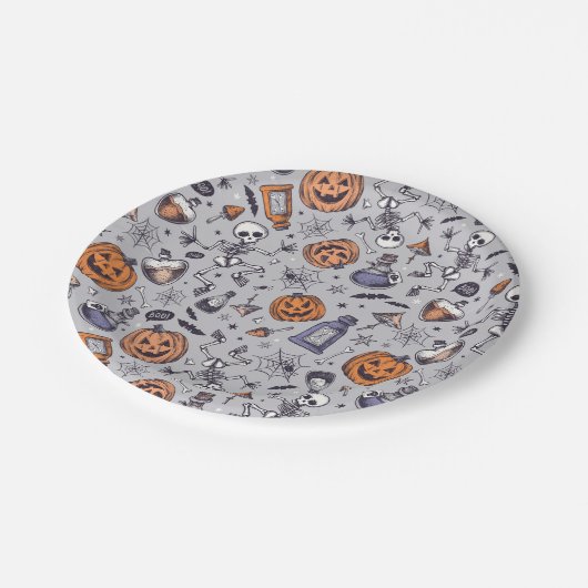  Halloween Skelet en Potions Patroon Papieren Bordje (Gekanteld)