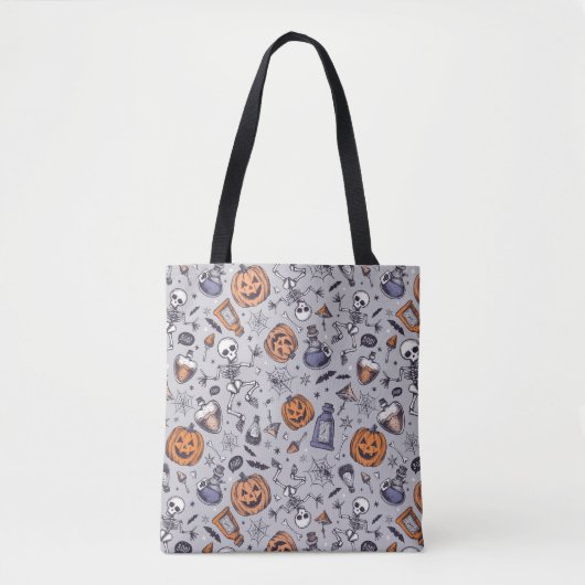 Halloween Skelet en Potions Patroon Tote Bag (Voorkant)