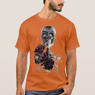 Halloween skelet en roos t-shirt