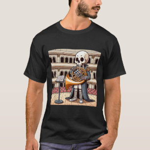 Halloween Skelet Franse Hoorn T-shirt