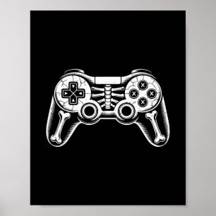 Halloween Skelet Gamer Grappige Video Gaming Geek  Poster