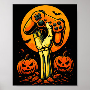 Halloween Skelet Gamer Video Gamecontroller B Poster