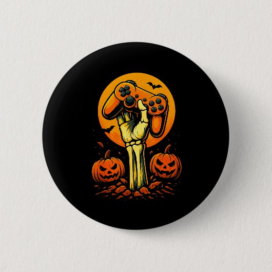 Halloween Skelet Gamer Video Gamecontroller B Ronde Button 5,7 Cm (Voorkant)
