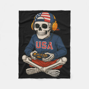 Halloween Skelet Gamer Video Games Grappig Skelet Fleece Deken
