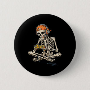 Halloween Skelet Gamer Video Games Grappige Gaming Ronde Button 5,7 Cm