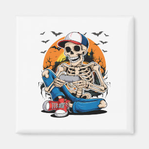 Halloween Skelet Gamer Video Games Jongens Mannen  Magneet