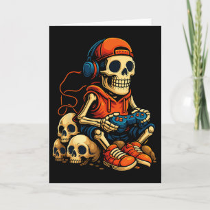 Halloween Skelet Gamer Video Games Spelend Spook H Kaart