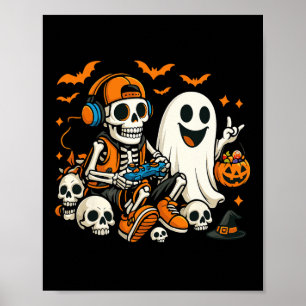 Halloween Skelet Gamer Video Games Spelenderwijs S Poster