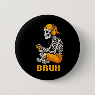 Halloween Skelet Gamer Video Gaming Grappig Skelet Ronde Button 5,7 Cm