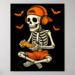 Halloween Skelet Gamer Video Gaming Grappige Gamin Poster