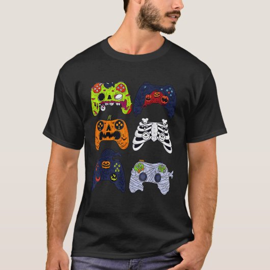 Halloween Skelet Gaming Controllers Zombie Mummy T-shirt (Voorkant)