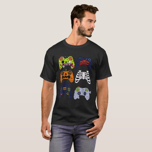 Halloween Skelet Gaming Controllers Zombie Mummy T-shirt (Voorkant volledig)