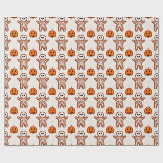 Halloween Skelet Gemberkoek & Jack-o-Lantern Cadeaupapier